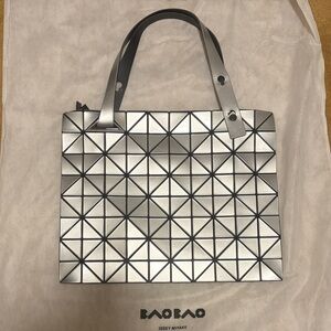 Issey Miyake Silver Geometric Tote Bag